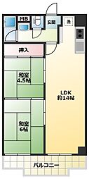 エーデルハイム大蔵谷 2LDKの間取図画像