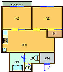 リバーサイドマンション和興ビル 2LDKの間取図画像