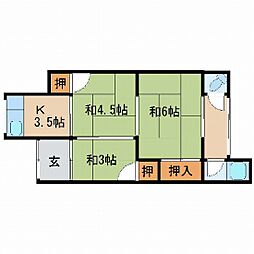 福島アパート 3DKの間取図画像