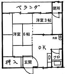 森栄荘1 2DKの間取図画像