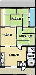 森本マンション 3DKの間取図画像