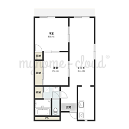 プレゼンス西浜 2DKの間取図画像