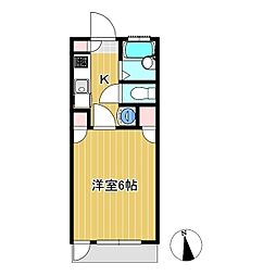 パールヴィラ北園 1Kの間取図画像