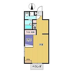 プレジュール河辺2 ワンルームの間取図画像