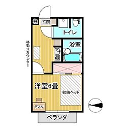 ホワイトプラム2 1Kの間取図画像