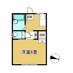 メゾンリヴィエール 1Kの間取図画像