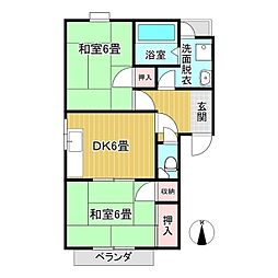三島コーポ 2DKの間取図画像