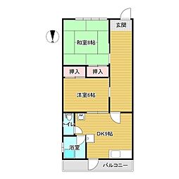 カレント勝間田 2DKの間取図画像