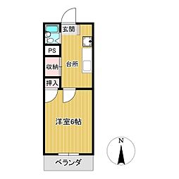 カルム津山ビル 1Kの間取図画像