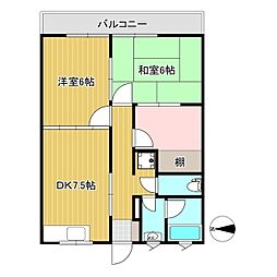 カレント国分寺パート2 2SDKの間取図画像