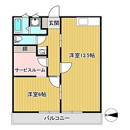 カレント国分寺パート2 1SLDKの間取図画像