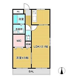 カレント湯郷2 1LDKの間取図画像