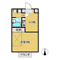 ソレイユ 1Kの間取図画像