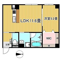 カレント田町 1LDKの間取図画像