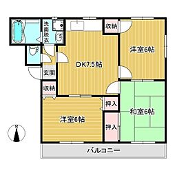エクセレンス山方2 3DKの間取図画像