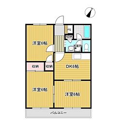 シャガール八子 3DKの間取図画像