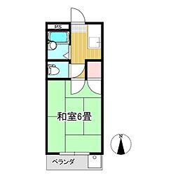 クリオコート小原B棟 1Kの間取図画像