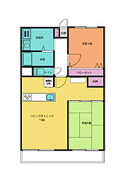 海老名スカイハイツ 2LDKの間取図画像