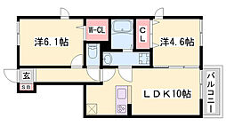 サンロイヤル 2LDKの間取図画像