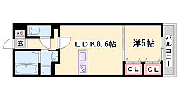 MISTRAL龍野町 1LDKの間取図画像