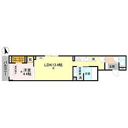 D's北条口 1LDKの間取図画像