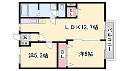 アーバンライフ旭陽B棟 2LDKの間取図画像