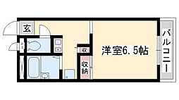 レオパレス輝 1Kの間取図画像