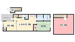 サファイア北条 2SLDKの間取図画像