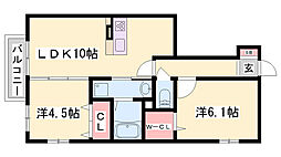 プラージュ 2LDKの間取図画像