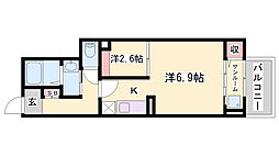 フィオーレ西庄A棟 1SKの間取図画像