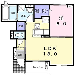 ラシュレ白浜 1LDKの間取図画像
