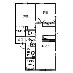 パラッツオ香寺 2LDKの間取図画像