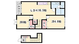 ミーツハオスUOE 2LDKの間取図画像