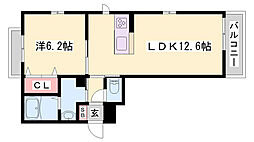 ベルフォーレ王子B 1LDKの間取図画像