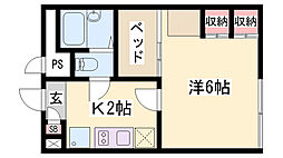 レオパレスJステージ1 1Kの間取図画像