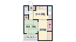 ビレッジ田寺 2DKの間取図画像