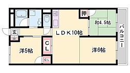 昭和ハイム南芳 2SLDKの間取図画像