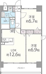 シェーネル・ブラウエン加古川 2LDKの間取図画像