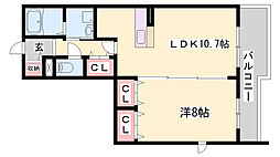 パークサイド明神 1LDKの間取図画像