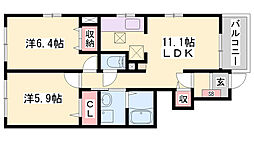 フィオレンティーナ5 2LDKの間取図画像