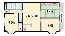 グリーンハイツ中島 3LDKの間取図画像