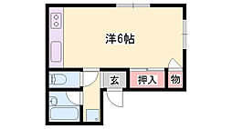 メゾン平野 1Kの間取図画像