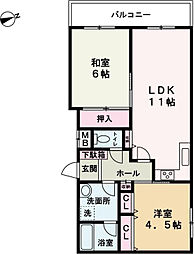 アルコラカーサ姫路土山 2LDKの間取図画像