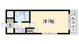 プレアール東加古川 ワンルームの間取図画像