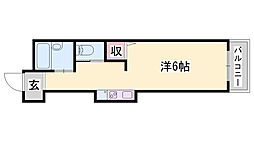 ジュネス伊伝居 1Kの間取図画像