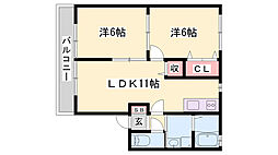 フルーレ 2LDKの間取図画像