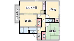 ヴィラ・ウィッシュB棟 3LDKの間取図画像