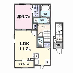 プラムガーデンA棟 1LDKの間取図画像