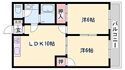 川井田ハイツ 2LDKの間取図画像
