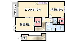 エクセレント大野 2LDKの間取図画像
